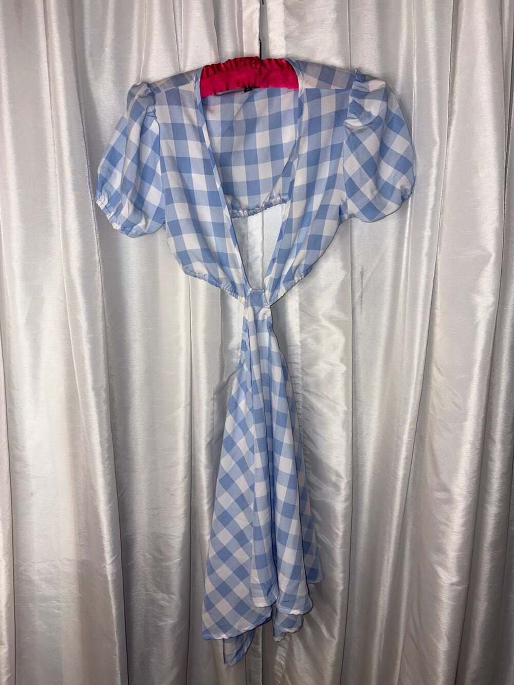 Plunging Neckline Cutout Gingham Mini Dress In LIGHT BLUE